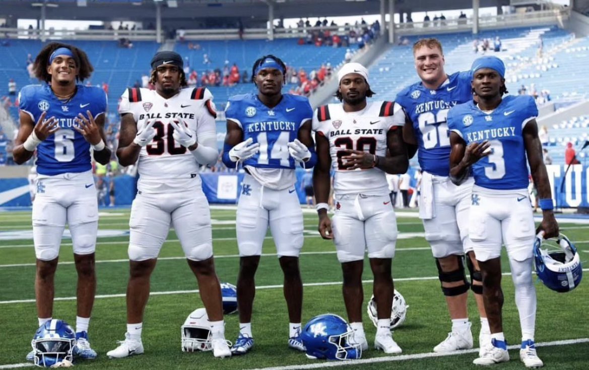 This <a href="/FDouglassFB/">Douglass Football</a> reunion following Saturday’s Kentucky-Ball State game is really cool.

From left to right: Dane Key, Caden Johnson, Ty Bryant, TJ Horton, Jager Burton, Dekel Crowdus