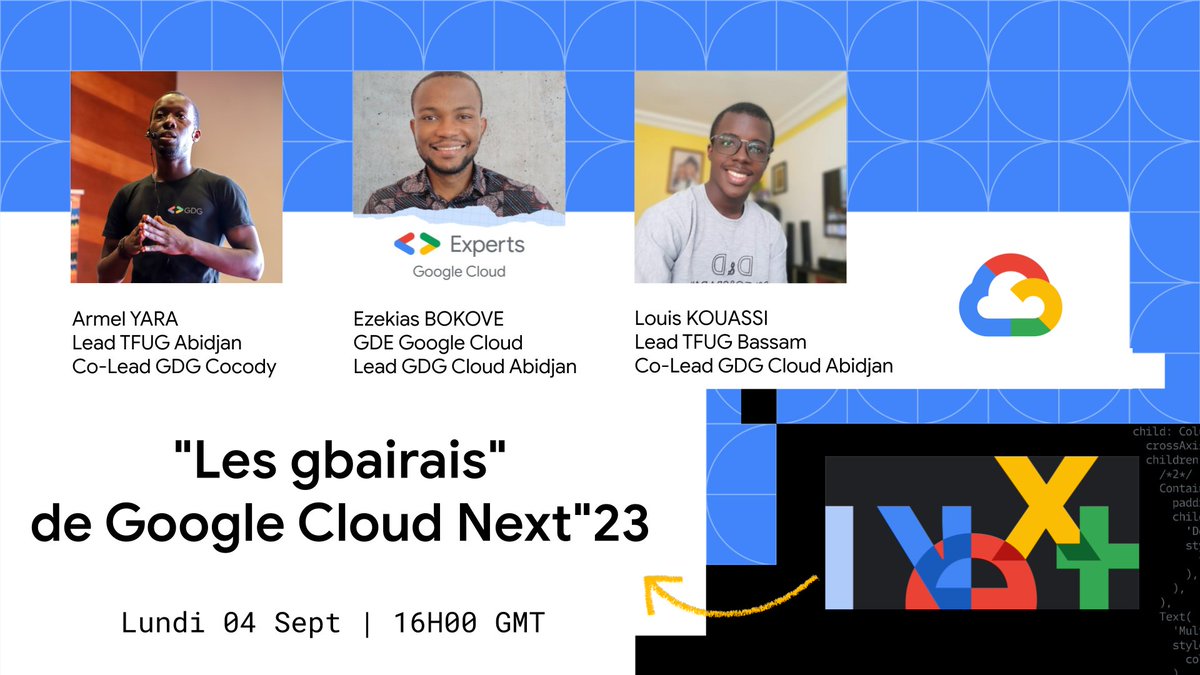 ArmelYara's tweet photo. Dans exactement 30min (16h GMT), je serai avec mes bros, pour un "gbairais" sur les sorties du cloud Next"23.
Venez participer à la discussion en cliquant sur ce lien👇
https://t.co/Llxc8l9ri6
#cloudnext https://t.co/n6EXoqnWG7