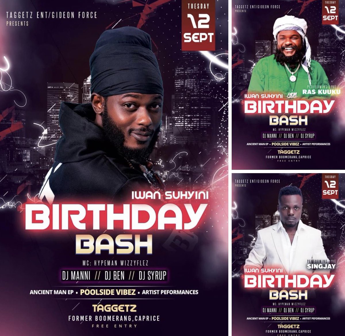 IWAN4gh's tweet photo. Invite you to my Birthday Bash @TaggetzE Caprice on 12 Sept. #NuffPerformances #Poolside #EpRelease @RasKuuku @Singjay23 @GhanaMusic @y1025fm @tv3_ghana @utvghana https://t.co/oIa7KlSrn3