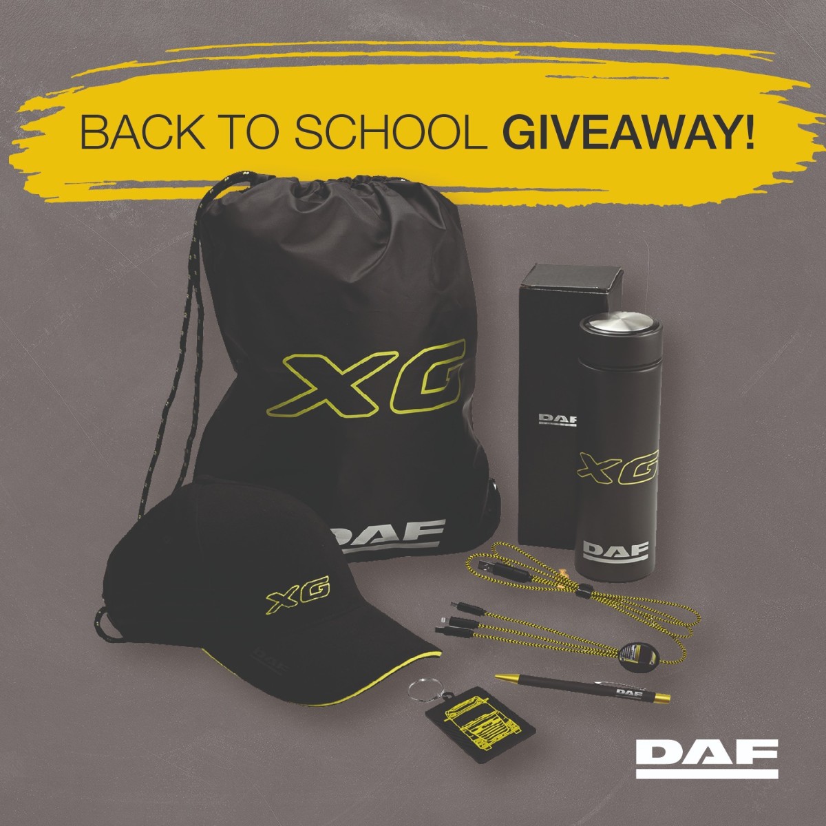 DAFTrucksUK's tweet photo. Start the new academic year in style with our #BacktoSchool #giveaway!

Simply like this post, repost, and comment below (on the original post), for your chance to #win.

Good luck! 🍀

#DAF #Merch https://t.co/1rkZgBsYnF