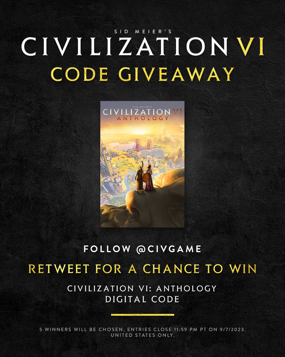 CivGame's tweet image. For the 1st #CIVTEMBER Giveaway...

🌎 𝐂𝐈𝐕𝐈𝐋𝐈𝐙𝐀𝐓𝐈𝐎𝐍 𝐕𝐈 𝐀𝐍𝐓𝐇𝐎𝐋𝐎𝐆𝐘 𝐃𝐈𝐆𝐈𝐓𝐀𝐋 𝐂𝐎𝐃𝐄𝐒 🌎

🔄REPOST🔄 this post for a chance to win!!