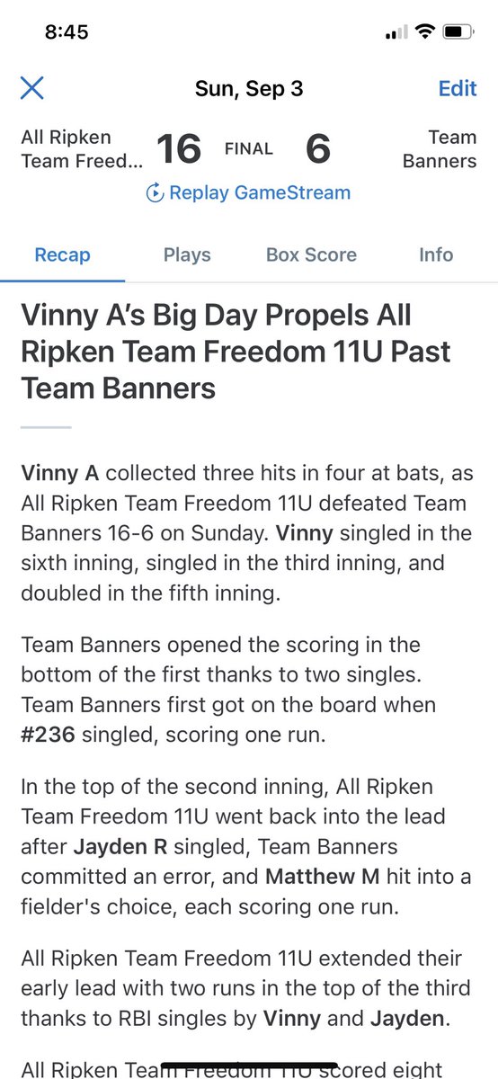 MatthewAlbano99's tweet photo. Ripken Allstars 2023 Aberdeen MD Class of 2030 - Keep Raking Vin https://t.co/O4fleQkbRK