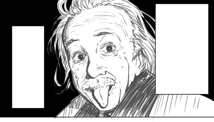 なんで俺こんな真夜中にアインシュタインのラフ描いてんだ…? 