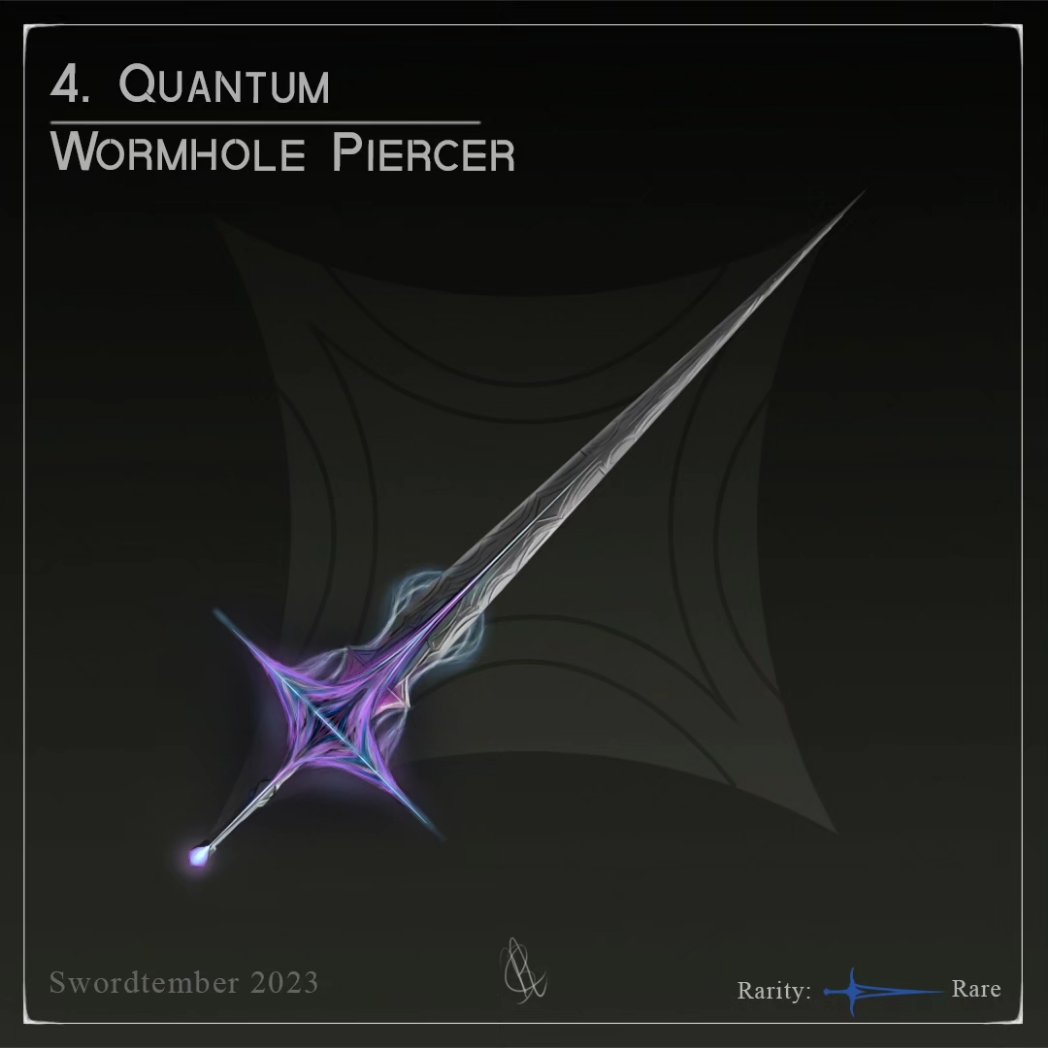 BrendonnNavarro's tweet photo. Day 4 - Quantum - Wormhole Piercer
Swordtember 2023
Prompts by: @randomspirits
.
.
.
#swordtember #swordtember2023 #timkaminski #randomspirits #sword #swordart #prop #swordprop #art #conceptart #quantic #quantum #quantumsword #quanticsword #propart #proparts #blade #piercer https://t.co/lAxrfWkgUS