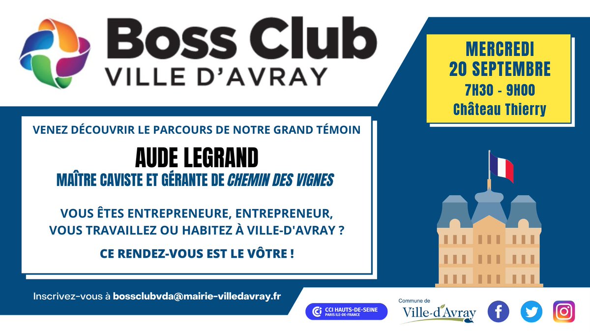 🤔 Vous êtes entrepreneur(e), indépendant(e), à l'affût d'échanges enrichissants pour inspirer votre activité ou élargir votre réseau professionnel ? 
🤝Le Boss Club de #villedavray est là pour vous ! En partenariat avec la <a href="/CCI_92/">CCI Hauts-de-Seine</a> 
ℹ️ 👉 mairie-villedavray.fr/Les-rencontres…