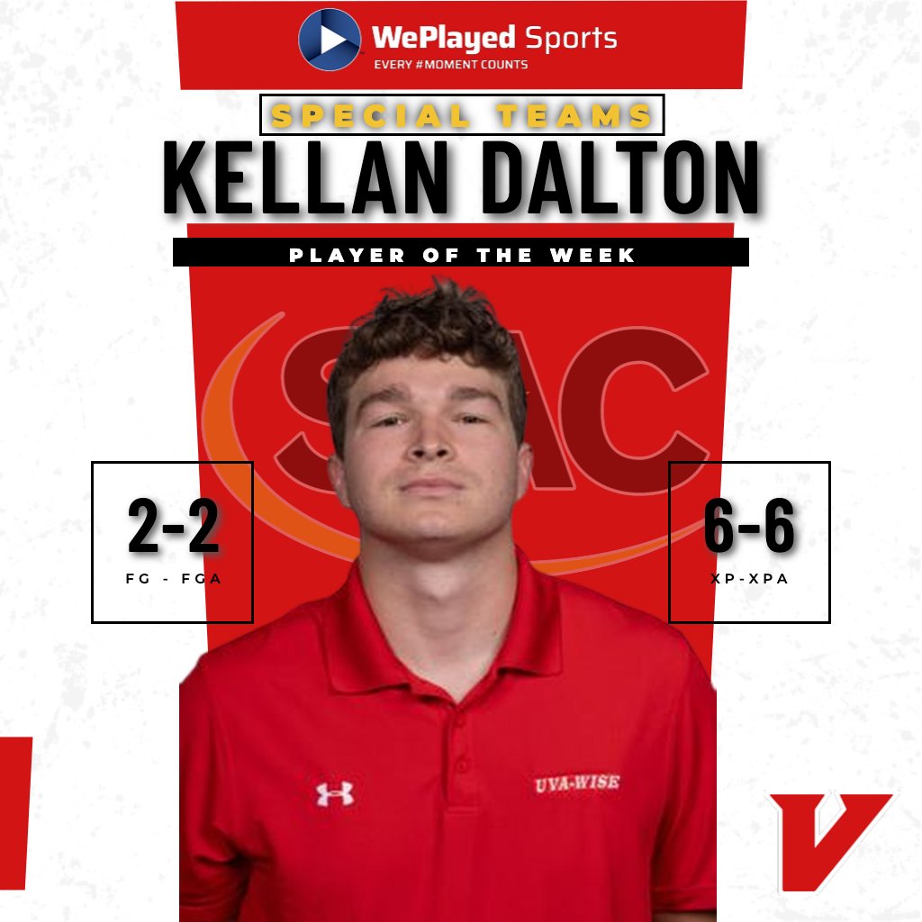 🏈 𝗦𝗔𝗖 𝗪𝗲𝗣𝗹𝗮𝘆𝗲𝗱 𝗦𝗽𝗼𝗿𝘁𝘀 𝗙𝗼𝗼𝘁𝗯𝗮𝗹𝗹 𝗣𝗹𝗮𝘆𝗲𝗿𝘀 𝗼𝗳 𝘁𝗵𝗲 𝗪𝗲𝗲𝗸

Week 1:

Offensive: <a href="/GoWasps/">Emory & Henry Wasps</a> Mutter
Defensive: <a href="/CatawbaIndians/">Catawba College Athletics</a> Wardlow
Special Teams: <a href="/UVAWiseCavs/">UVA Wise Athletics</a> Dalton

📰: thesac.com/x/n5mic

#MakeSACYours #SACFB