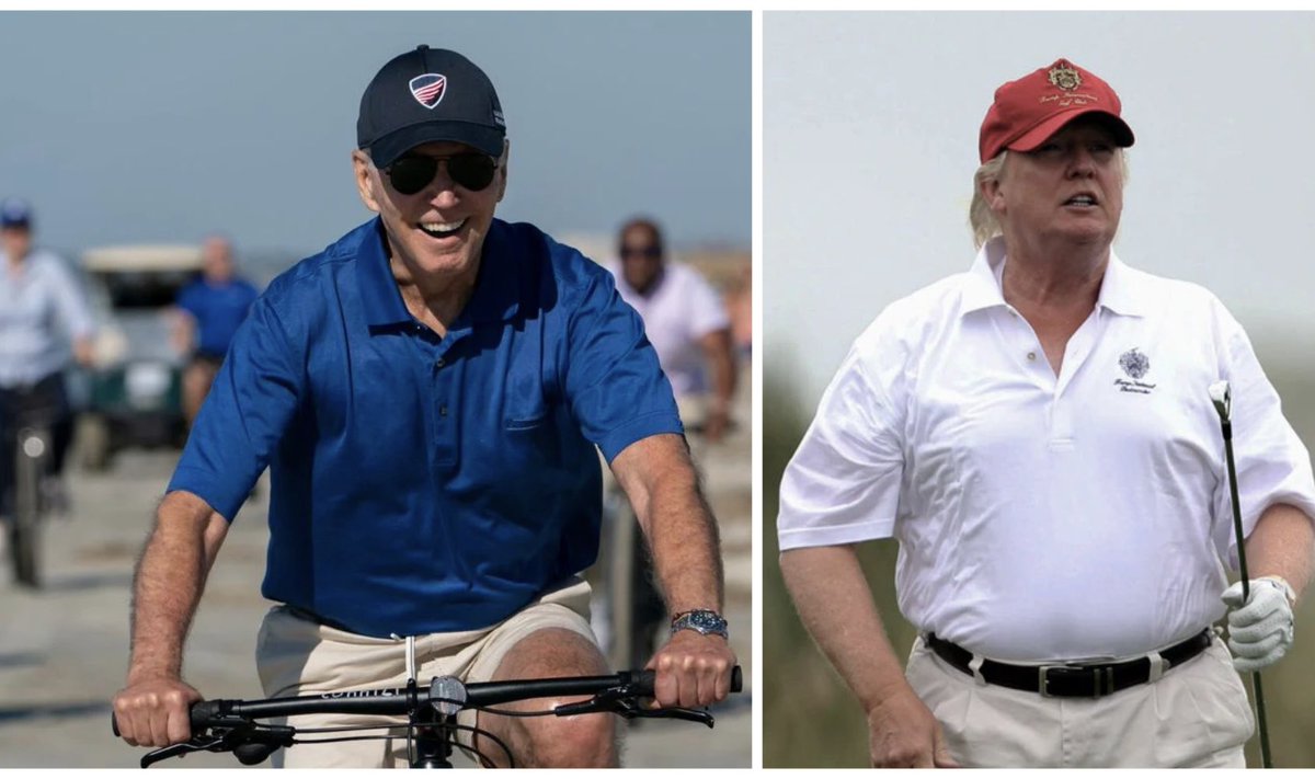 President Biden is spending Labor Day weekend in Delaware and predictably MAGA is losing what’s left of their dumbfucked &amp; fatuous minds.
So may I remind them that their one term, twice impeached, quadruple indictee, six-time bankruptcy debtor, melon-hued messiah golfed more than