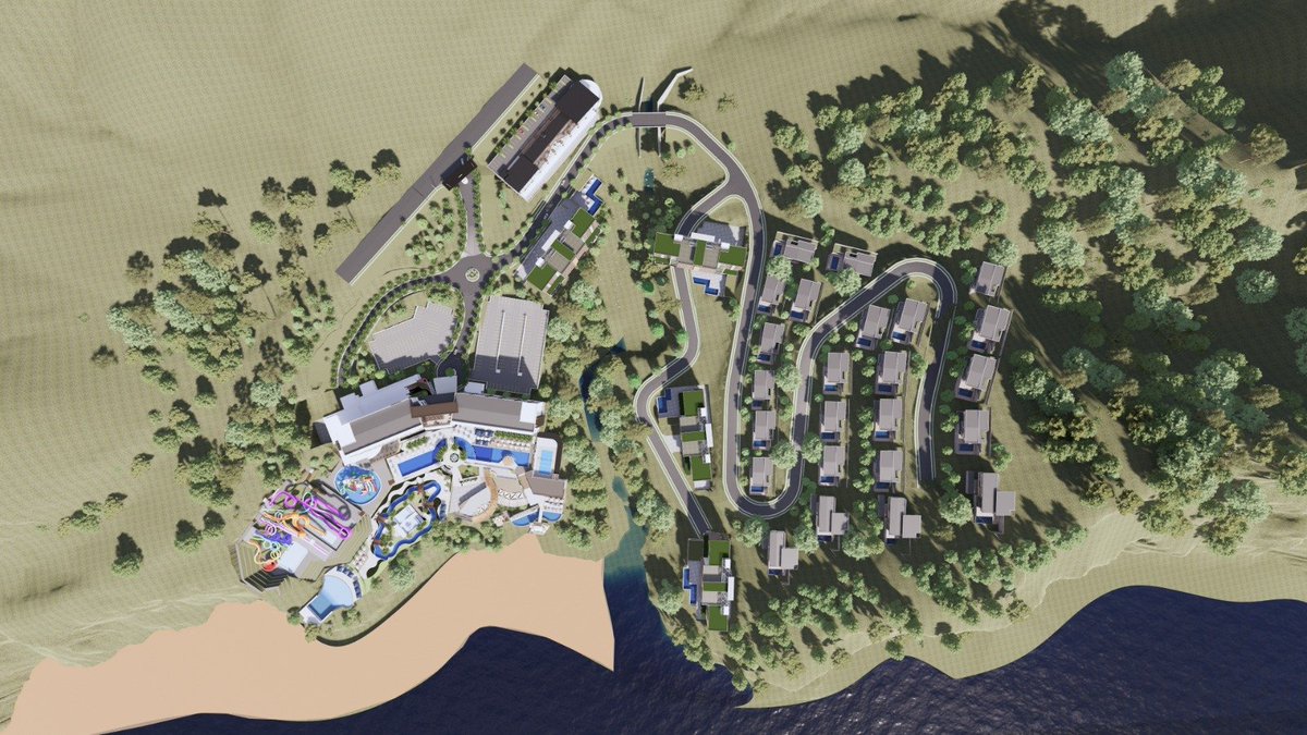 NoticieroSLV's tweet photo. Como parte de la dinamización económica y turística que atraviesa el país, esta mañana se anuncia la edificación de un moderno y amplio proyecto hotelero en la playa Mizata, Teotepeque, La Libertad.

Este proyecto comprenderá de un hotel con 174 habitaciones, parque acuático, un centro comercial, cuatro torres de apartamentos, 24 residencias y seis bungalows.