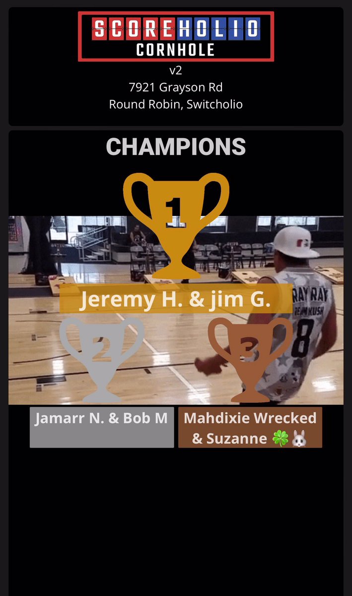 RabbitCornhole's tweet image. Social bracket results for Wednesday night cornhole @StadiumStudio Thank you everyone for coming out to play and great bags! #cornhole #rabbitcornhole #stadiumstudio #cornholetournaments