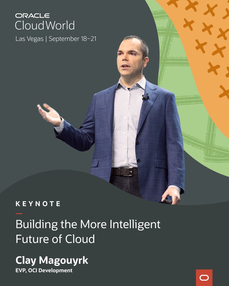 Developer Community (@wlscommunity) on Twitter photo Clay Magouyrk is bringing the latest cloud innovations to the main stage at #CloudWorld. Will you be there? Register now: social.ora.cl/6011PaTKL Clay Magouyrk is bringing the latest cloud innovations to the main stage at #CloudWorld. Will you be there? Register now: social.ora.cl/6011PaTKL