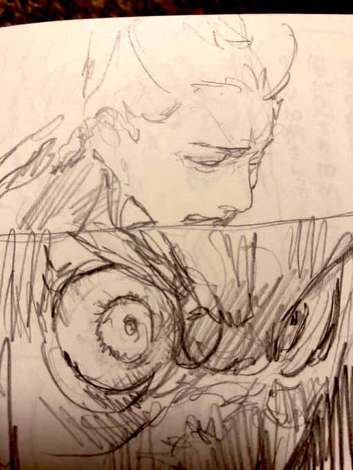 #ABURAのらくがき
一巻表紙案だしの時から加納の怒りを煮詰めていた形跡 