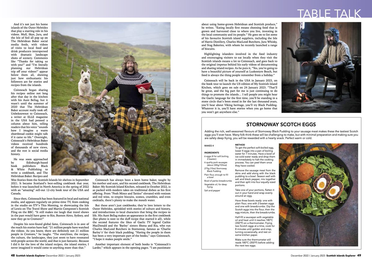 We just found out that our writer @KatieMacL is a finalist for the Travel Media Awards for the Table Talk interview with the Hebridean Baker in the Dec 22/Jan 23 issue of SIE in the awards' 'Regional Publication Feature of the Year' category, so well done Katie! @travelmediawrds