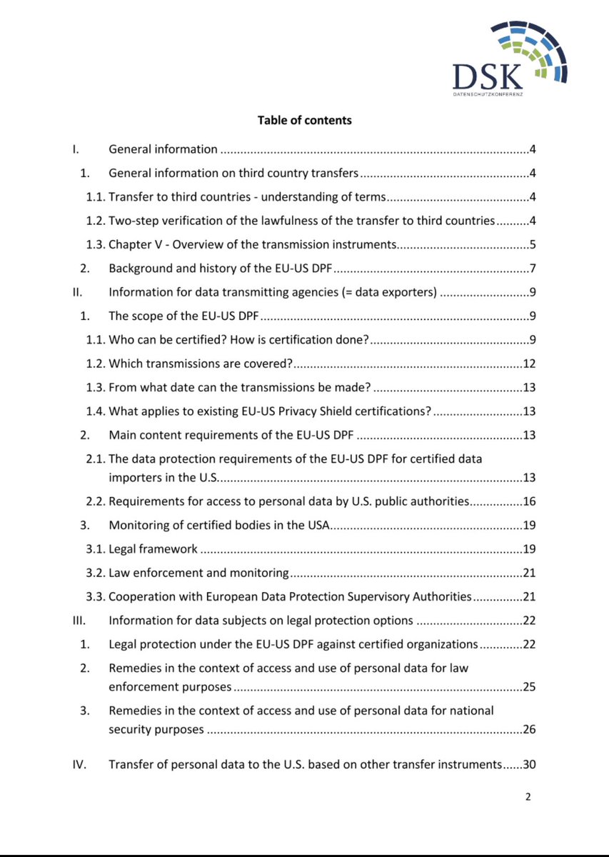 The Conference of the Independent Data Protection Authorities of Germany (Datenschutzkonferenz or "DSK") adopted an information note for individuals and entities transferring data to the U.S under the DPF. See lnkd.in/eSj_-nGH.

Credits: <a href="/gregor_stief/">Gregor Stief</a>