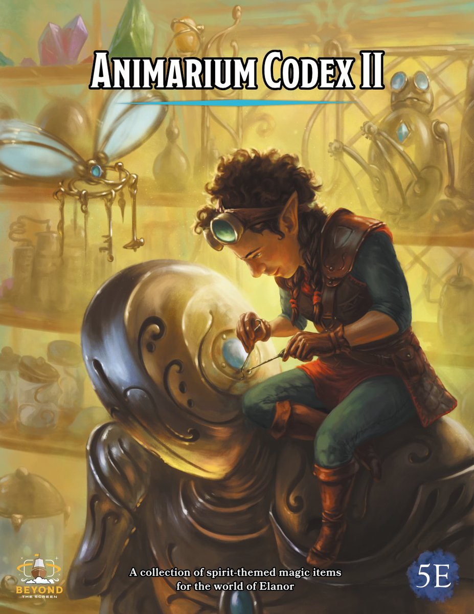 A new shipment of magic items has arrived!🤩

The second volume of the Animarium Codex features 20 magic items of varying rarity and power, each uniquely tied to the realm of spirits.

Check out the link in our description for more information and freebies!

Cover by <a href="/ZoeBadini/">Zoe Badini ➜ @zoebadini.bsky.social</a>