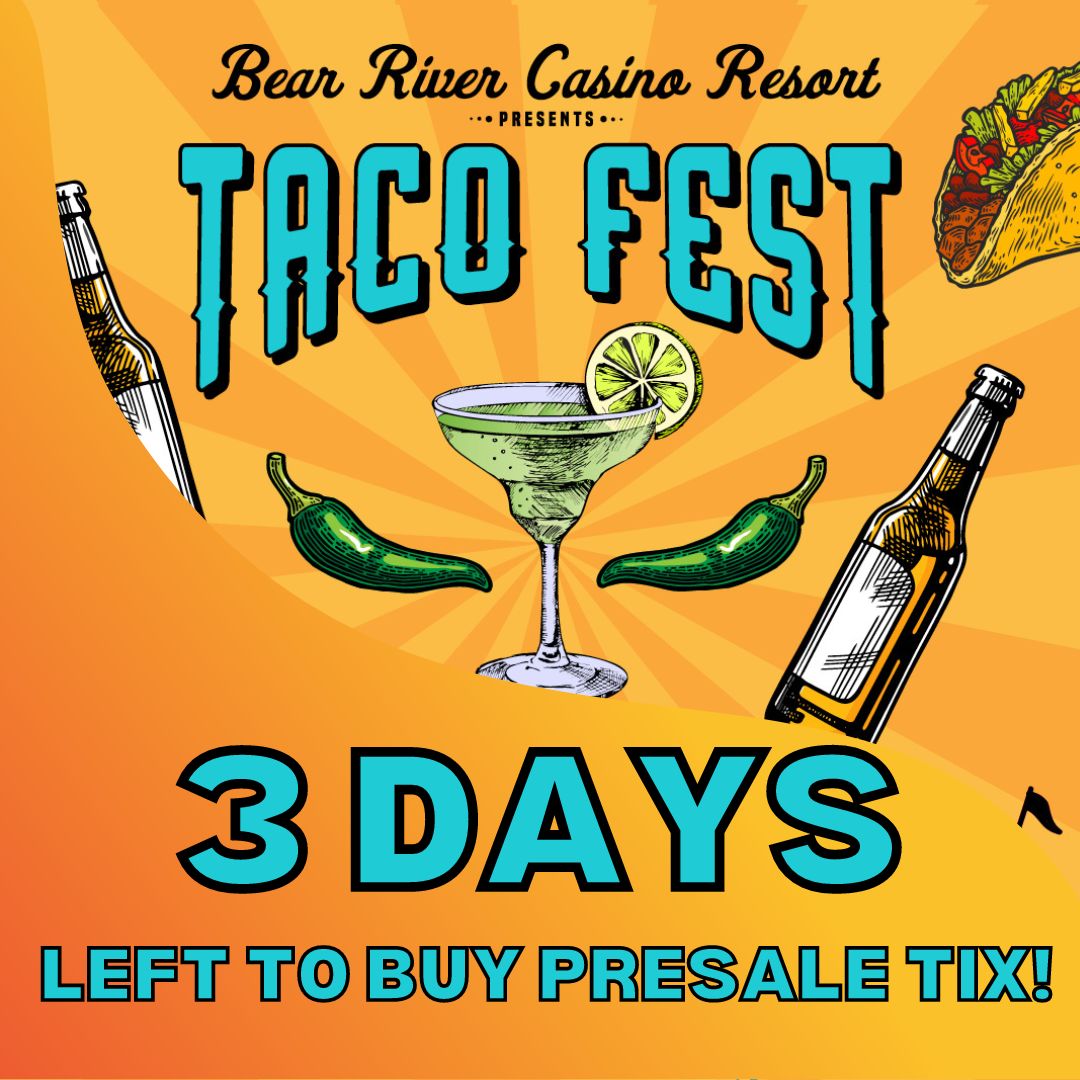 Score your pre-sale tickets for $5 and savor the satisfaction of a deal well devoured. 🌮😋 #tacofest

bearrivercasino.com/events-and-sho…