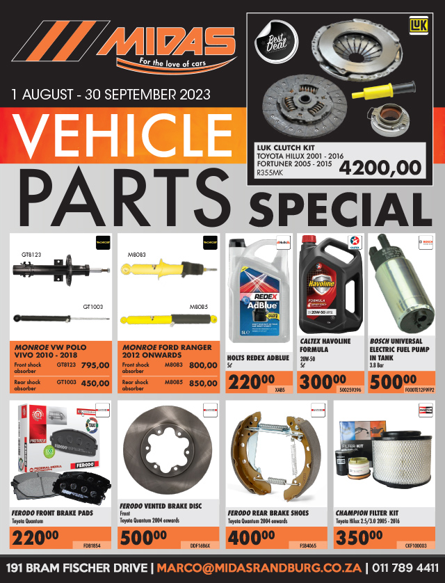 RandburgMidas's tweet photo. 🔧🛍️ Gear up for incredible savings on auto repair, maintenance, and service parts during our limited-time promotion! ⚙️🔥 

☎️ (011) 789-4411 / 011 036-0200  
📩 marco@midasrandburg.co.za 

*TCs Apply

#AutoPartsPromo #LimitedTimeOffer #GreatDeals #VehicleMaintenance https://t.co/hPOAVaAhL4