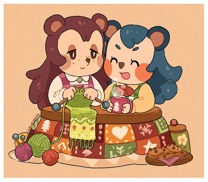 The able sisters enjoying a nice cozy break #AnimalCrossing 