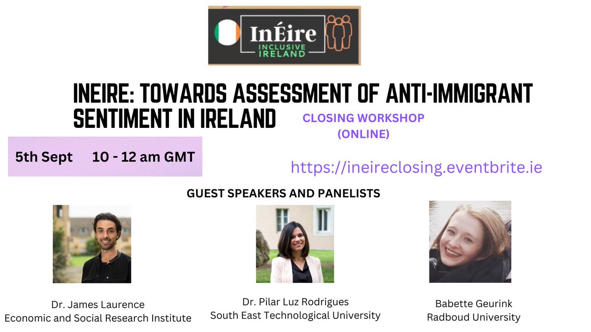 ArjumandYounus's tweet photo. LAST CALL: Still time to register for our closing workshop for the @IrishResearch  COALESCE project InÉire: Inclusive Éire.

Join us tomorrow to learn more; our target is specifically policymakers and civil society stakeholders in Ireland.
Link: https://t.co/cafie5wlZy https://t.co/H2royBRnp7