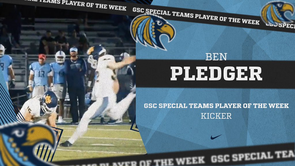 ChoctawSports's tweet photo. Pledger’s game deciding field earns him GSC Special Teams Player of the Week! 

📖 https://t.co/D5q5j80Khp https://t.co/0qA3daCmpl