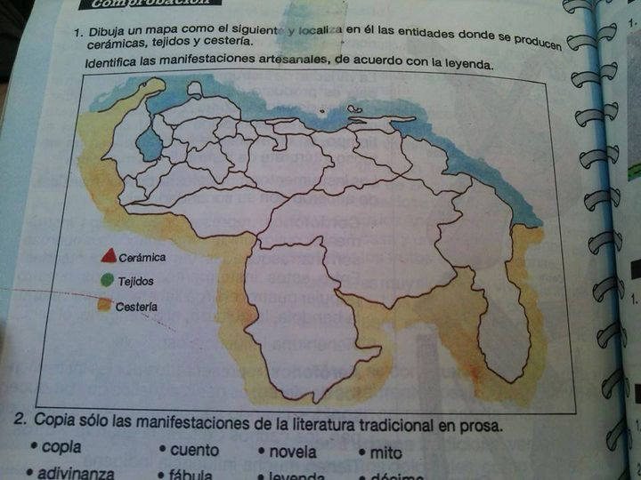 AntroCanal's tweet photo. Gabriel González nos envía esta imagen de uno de sus libros de cuando estudiaba 5to Grado... "Es un viejo libro de 5to grado de @SantillanaVzla. Supongo que debe ser de la edición de 1989 o 91". #MiMapa #4Sep https://t.co/TZRYH0PxQt