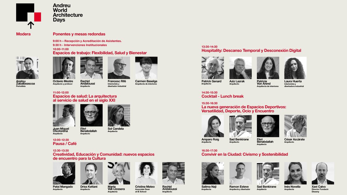 ANDREU WORLD ARCHITECTURE DAYS 2023

<a href="/AndreuWorld/">Andreu World</a>

Reserva tu entrada gratuita en eventbrite.es/e/entradas-and…

+info y programa completo lacasaead.com/evento/andreu-…

#CDICV #LaCasaEAD #AndreuWorld #architecture #design #interiordesign #València