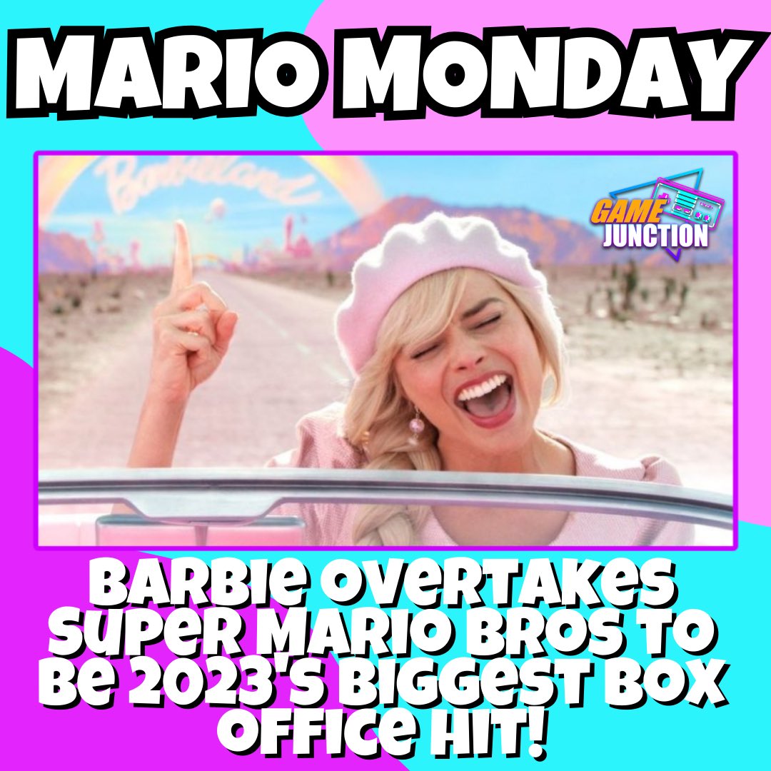 GameJunction1's tweet photo. Happy Mario Monday! Barbie officially passed the Super Mario Bros Movie! #marionews #supermariomovie #supermariobros #mario #mariomovie #mariobros #videogames #barbiemovie #barbie #mariomonday #gamejunction #gaming #gamer #games #supermario https://t.co/95wRI8cQaL