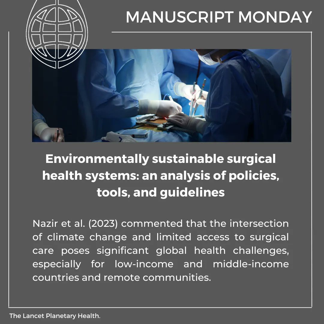 ph_alliance's tweet photo. 📚 It's #ManuscriptMonday! Nazir et al. (2023) commented that the intersection of climate change and limited access to surgical care poses significant global health challenges.
✨Read now➡️ https://t.co/vtzYLpDElc
#PlanetaryHealth #Surgery #ClimateChange #C4PH https://t.co/RAaPYh6Jt1