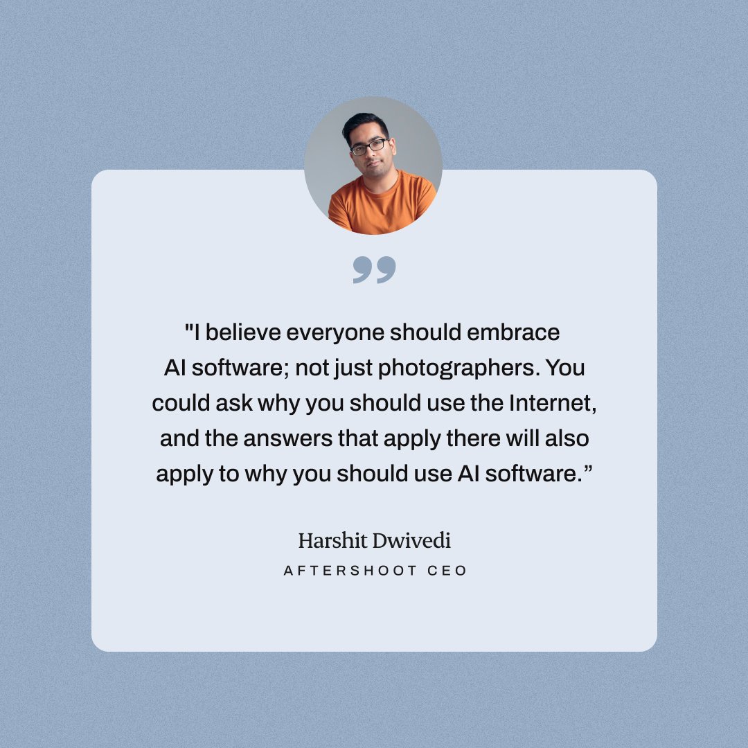 aftershootco's tweet image. How do YOU feel about AI software? 🤔
AI brings convenience, automation, and speed. 🚀 That's what we love about it and harness at Aftershoot.
#AIsoftware #LoveAI #ThoughtStarter