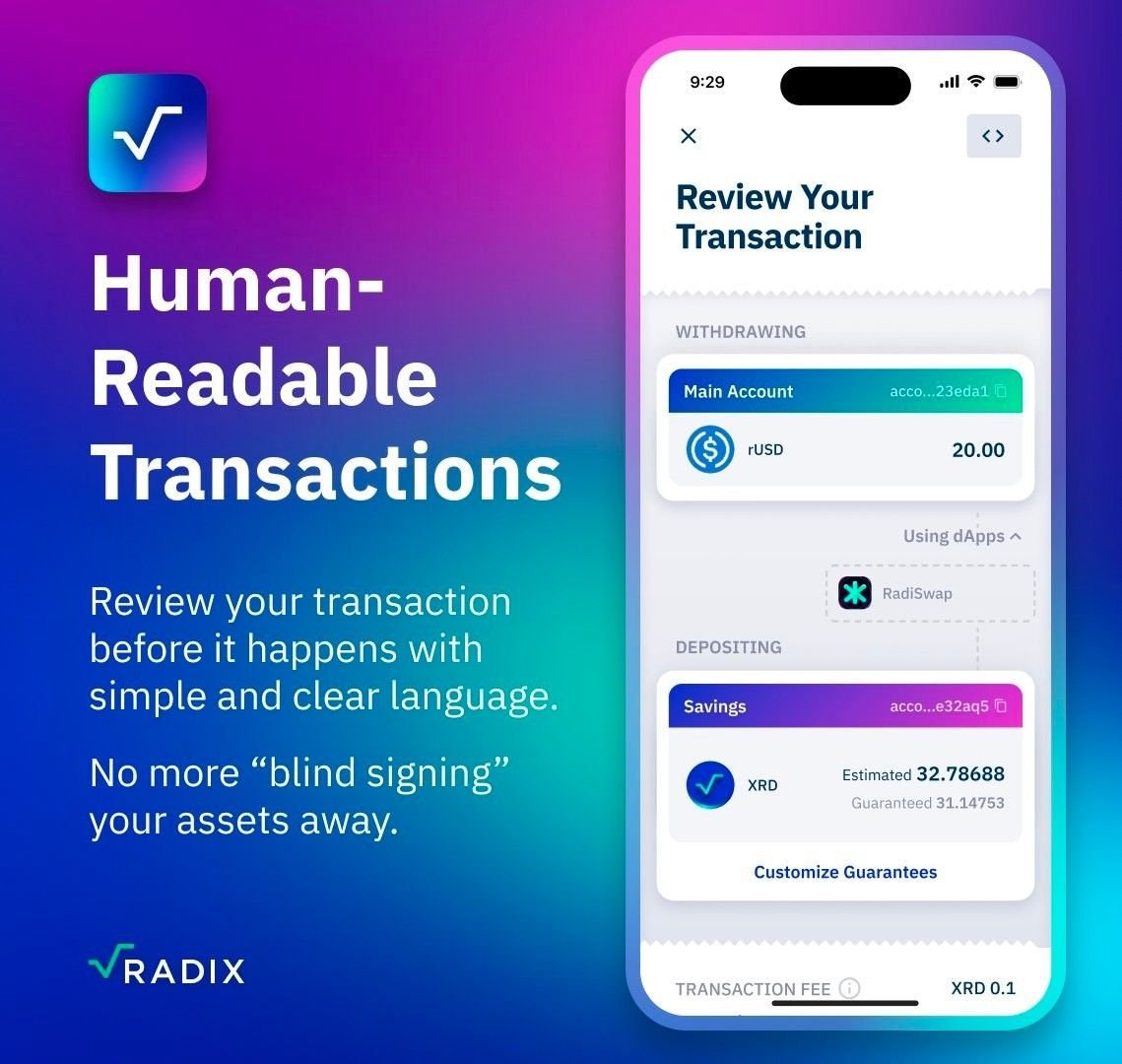 DappRadar's tweet photo. Who's building in the bear market?⛏️📈  

@radixdlt has been building a new easy-to-use wallet built for novices &amp; experts alike, with simple UI &amp; human-readable transactions! ✅

Read more about Radix's latest features 👇   

https://t.co/gpo7tA4G9A

#Sponsored https://t.co/MG8aJlJE0L