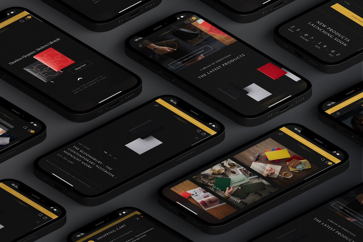 moonshotidea's tweet photo. Coming soon: A captivating, interactive, and sleek Shopify website crafted exclusively for Elizabeth Milan’s luxury notepads, planners, and personalised products. https://t.co/1kh7ZCAPFp