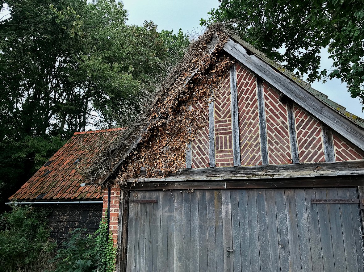 Redevelopment is always a stirrer of spirits. Barn repurposed as luxury home, farm outbuildings made garage for Triumph Spitfire – these are sticks to poke and provoke phantoms. As ghost, I wouldn't want  to share my old killing shed with 1296 cc's of noisy pollution.– C. Josiffe