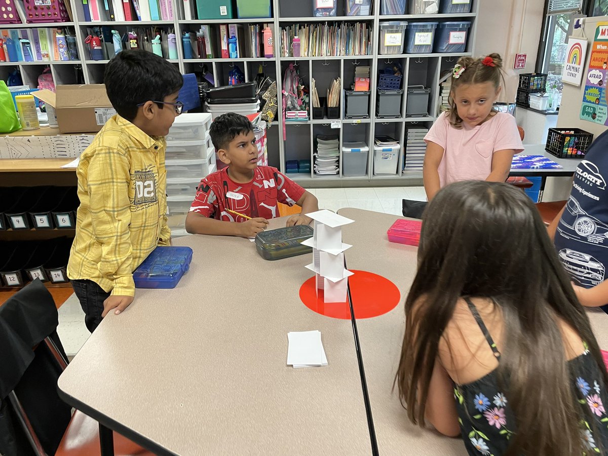 MaddenClass's tweet photo. We read The Day You Begin and then shared what we have in common by building a paper tower.  The bigger the tower the more we had common. fweslearningbyheart https://t.co/XYvsq9sMsw
