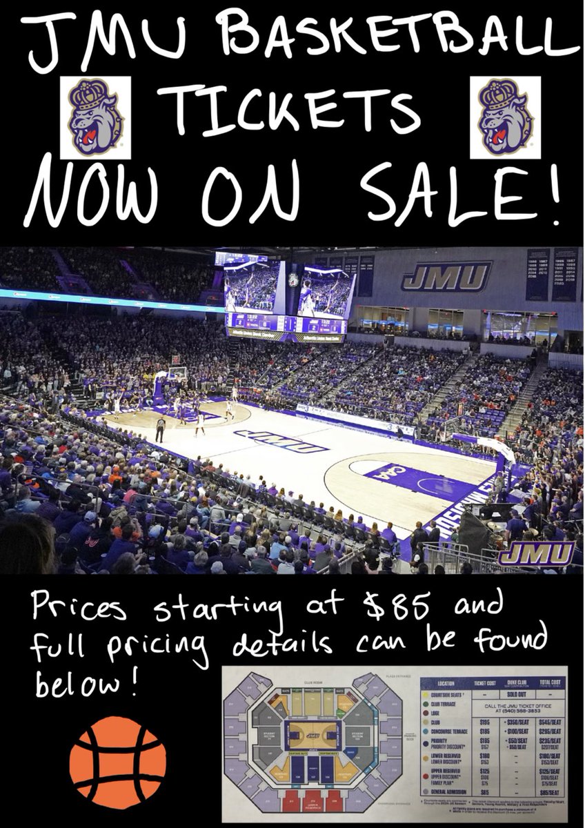 G_Painter24's tweet photo. JMU Menβs Basketball Season Tickets on sale now!
- 3rd straight winning season π
- 3rd highest average PPG in the nationπ₯
- 22 wins last year β
Be a part of the action today! Only one click away! https://t.co/9fuJyHK4cA
#SRM435 #MBB https://t.co/2BTPk5eWhk