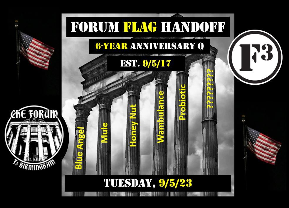 TheForumF3's tweet image. Big day tomorrow at @TheForumF3! We are celebrating 6 years of brotherhood and passing the flag to the next AOQ! Come out and see what all the excitement is about! See you there brother! @F3Birmingham