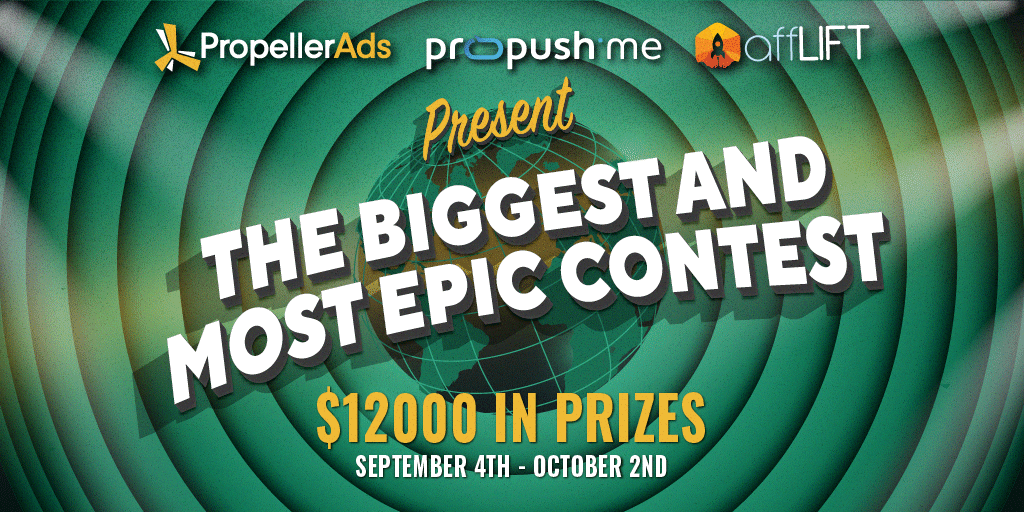 propellerads's tweet photo. ⚡️BIG REWARDS AHEAD⚡️
#PropellerAds in partnership with @affLIFT forum is throwing the most epic Follow-Along Contest with an unprecedented prize pool of $12,000! Plus, there are fantastic bonuses in store for your activity👇 https://t.co/yJtWkQF02K