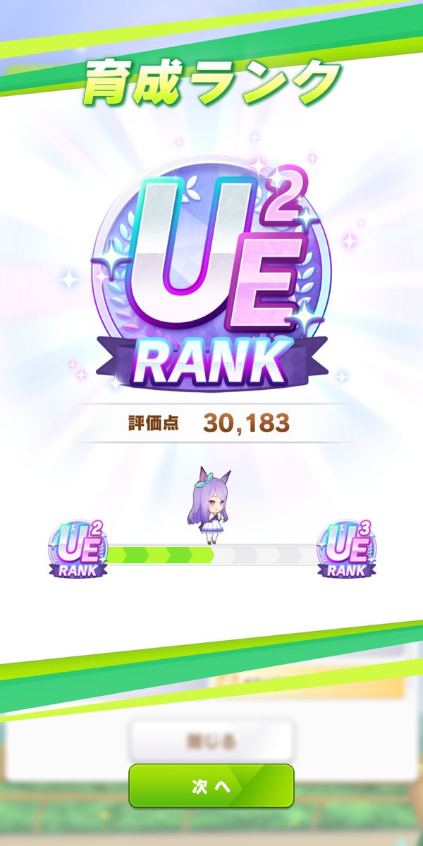 dz4H6avkeMYszVL's tweet photo. 初UEにいけました。
そして、初の30kです。
賢さ1000いかない子です。
#ウマ娘
#UE2 https://t.co/upjQkGI2wl