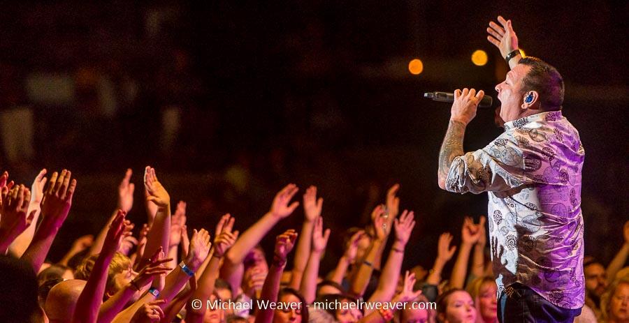 The death of Steve Harwell was announced today. This image is from a concert at the Alton, Illinois riverfront amphitheater.