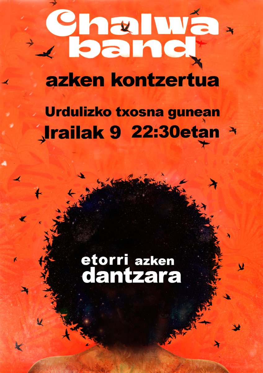 Hola a todos/as.

El próximo 9 de septiembre a las 22:30 tendréis la oportuidad de disfrutar de nuestro último concierto en Urduliz. 

Estáis todos/as invitados a disfrutar. Seremos muchos/as en el escenario...