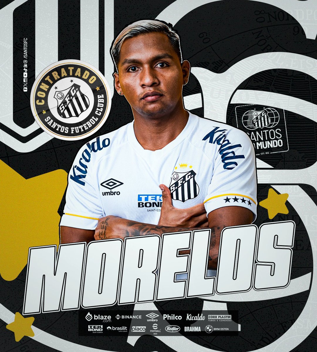 DeadlineDayLive's tweet photo. 📝 𝗗𝗘𝗔𝗟 𝗗𝗢𝗡𝗘: Former Rangers striker Alfredo Morelos has joined Santos on a two-year contract until June 2025. 🇨🇴🐳

(📸 @SantosFC) https://t.co/4jknFSiAj5