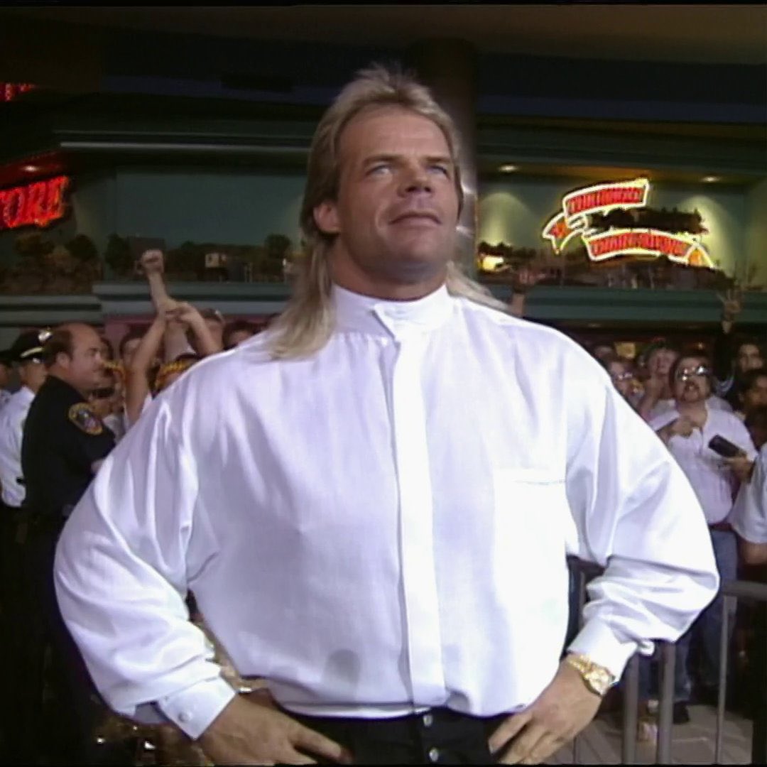 NotDrDeath's tweet photo. 28 years ago today, Lex Luger went on an Orange Julius run and accidentally jumped to WCW https://t.co/1IccUgJWud