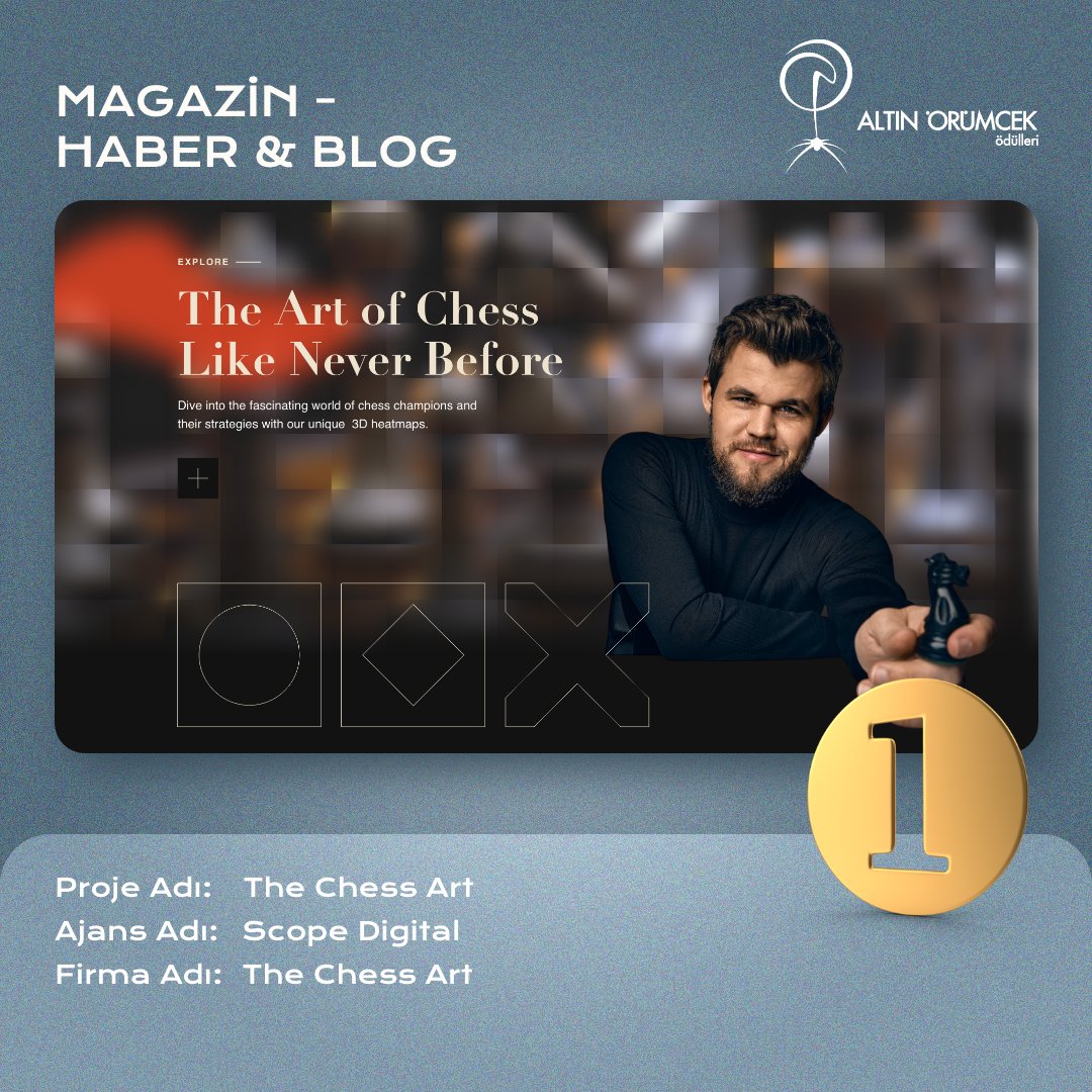 21. Altın Örümcek Ödülleri Web Sitesi - Magazin - Haber &amp; Blog kategorisinde 1. olan proje: The Chess Art.
👏🏻 Tebrik ederiz @agencyscope

#altinorumcek2023 #yapayağlar