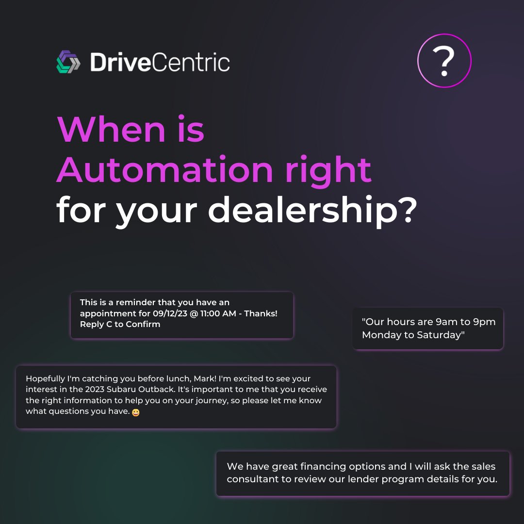 drivecentric's tweet photo. 🚗 Wondering when to introduce automation to your dealership? Dive into the future with our CRM - now powered by GPT-4! 🚀
Discover how AI can drive your dealership forward!👇
https://t.co/C143DKVLfT
#drivecentric #ai #gpt4 #artificialintelligence #automotiveindustry #automotive https://t.co/dJmnqvIbxf