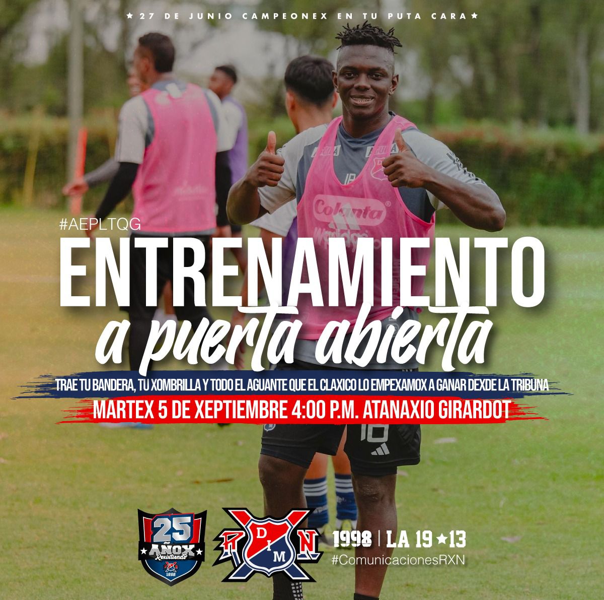 XGX_BELEN's tweet photo. Invitamos a toda la hinchada poderosa para que acompañemos al Medallo en el entrenamiento que será a puerta abierta en el Atanasio, para que toda esta semana sea un ambiente de clásico ganador, lo empezamos ganando desde la tribuna

4:00 PM Tribuna OCC

#AEPLTQG
#AcáAlentamox https://t.co/GMmDHfqwnD