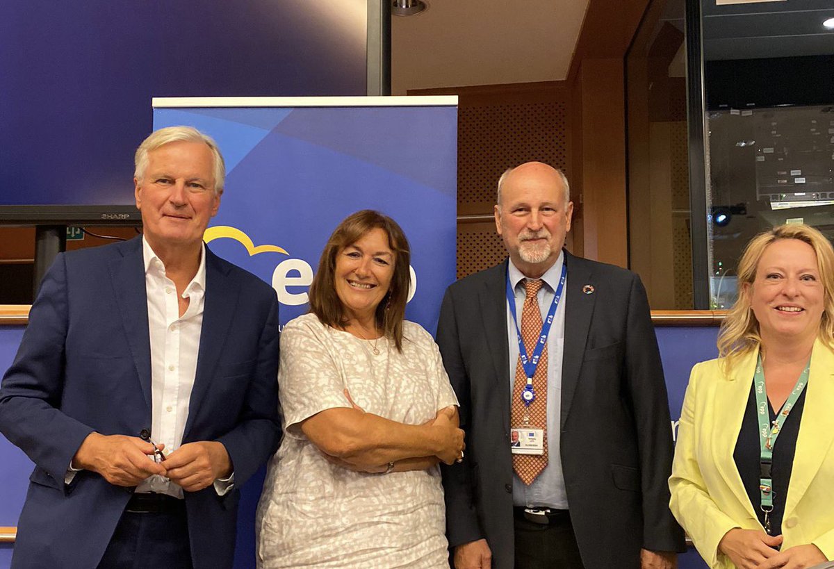 MichelBarnier's tweet photo. Facing the demographic decline in Europe and the migration pressure, the EU must elaborate strong supportive family policies over education, early childhood, housing & healthcare in respect of every member state identity. 
Great to debate over this fundamental topic for 🇪🇺 w/ @dubravkasuica / @Esther_de_Lange & @Monika37000694 during the @EPP Political Assembly.