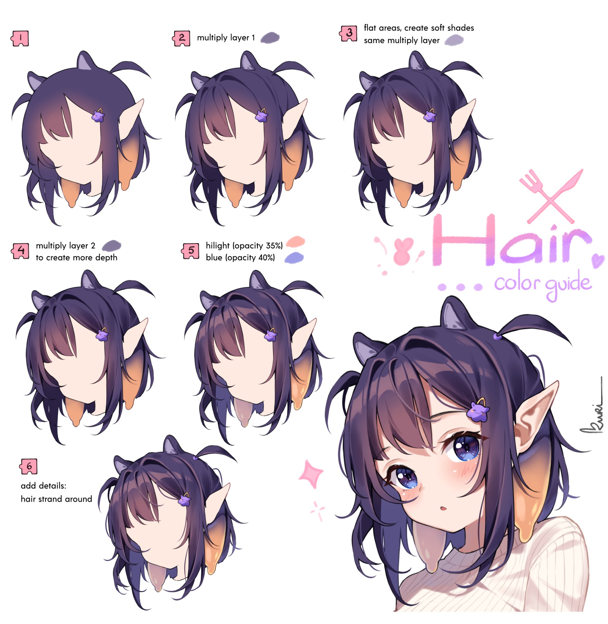 Soft Anime Style Hair(Black)