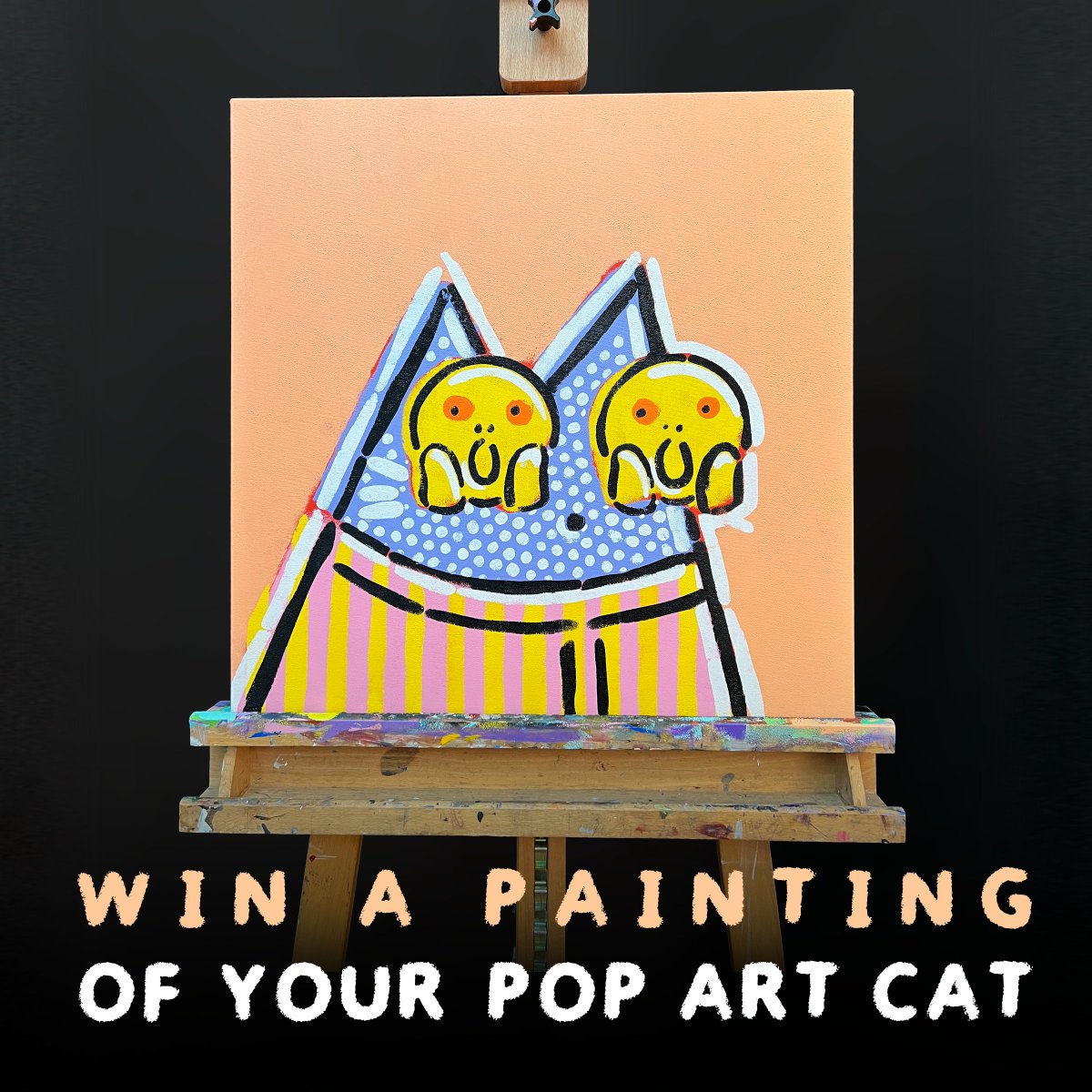 GIVEAWAY!!! Every week, @mattchessco paints a lucky holder's Pop Art Cat. To enter: Like, RT, Follow us, Post an image of your Pop Art Cat in the comments. Announcing the winner in ∼24 hours. Tune in to Matt's livestream tomorrow (Tuesday) at 6pm EST.