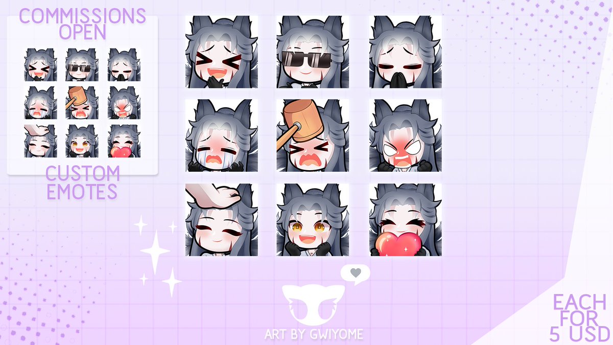 Gwiyome's tweet photo. ✨ Emote Commissions Now Open!
I'm excited to announce that my emote commissions are open!
Affordable pricing at just $5 each!
Emotes suitable for Twitch, Discord, and more! ✨
#TwitchEmotes #CustomEmotes #EmoteCommission #VTuberEmotes #EmoteArtist #EmoteCommissionsOpen https://t.co/9qMQGsxilk