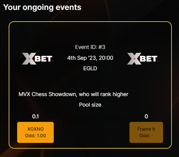 you wanna feel the same heat that the Builders will feel during the event? 

put some skin in the game 💰 

the <a href="/XBeTmvx/">XBeT | Sports and Community BETs</a> team worked hard to push their new platform live so we can have fun.

i just bet 0.1 #EGLD on <a href="/usiv__/">ulyana | xoxno</a> (representing <a href="/xoxnoNFTs/">XOXNO</a>) so lfggggg!
