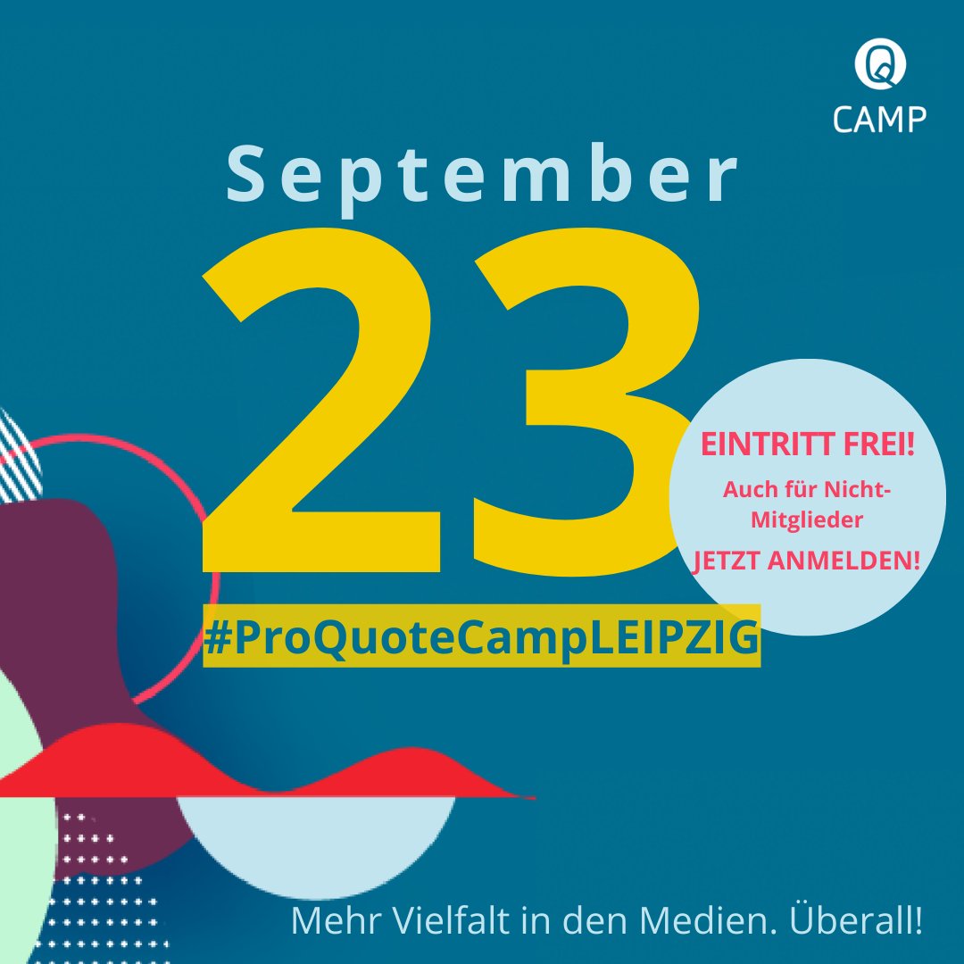 Los geht's! Die kostenlose Anmeldung fürs #ProQuoteCampLEIPZIG startet.🚀
Das Motto: Vielfalt in den Regionen.
Kommt vorbei zu Gesprächen, Workshops &amp;  Netzwerken! Am Samstag, 23. September bei der <a href="/LVZ/">LVZ</a>! 

Hier geht's auf die Teilnahme-Liste für LEIPZIG:  rb.gy/6g5n3