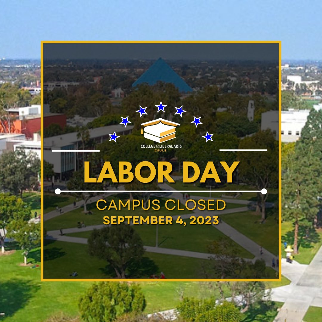 csulbcla's tweet photo. 🇺🇸Happy Labor Day! 🇺🇸
‼️ Reminder: The LBSU campus is closed, therefore there are no classes today!
🌊☀️ Enjoy your day off and long weekend!
Go Beach! 🦈
#CSULB #CalStateLongBeach #LaborDay #NoClasses
#ClosedCampus https://t.co/tlfY34Pdue